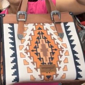 Wrangler Women's Southwestern Tote Bag - Brown, Black, and White